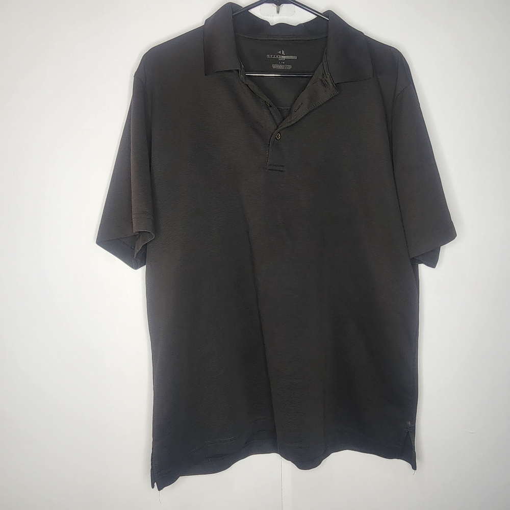 Grand Slam Black Striped Men's Golf Polo, Moisture Wicking, Polyester, Large